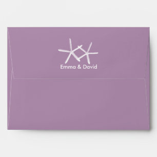 Classy Violet Starfish Beach Wedding Envelopes