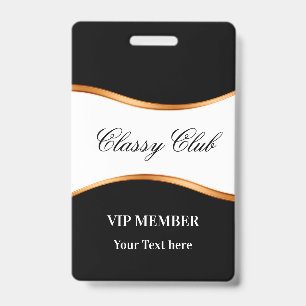 Classy VIP Member Club Guest Badges ID Badge