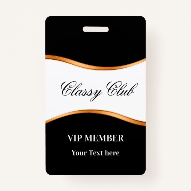 Classy VIP Member Club Guest Badges ID Badge (Front)