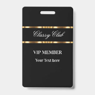 Classy VIP Member Club Guest ID Badge