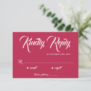 Classy Viva Magenta Calligraphy Sunset Theme RSVP Card