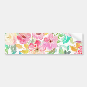 Classy watercolor hand paint floral design bumper sticker
