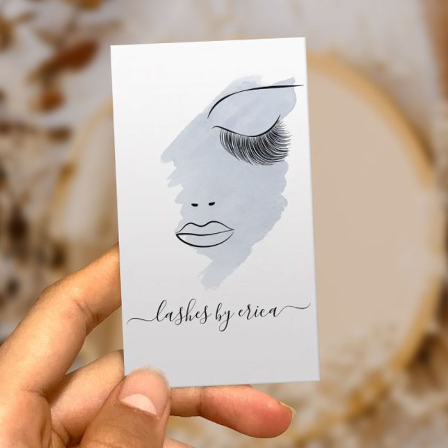 Classy Watercolor Lashes Beauty Makeup Artist Business Card (Creator Uploaded)