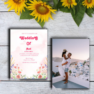 CLASSY WATERCOLOR  PINK FLORAL WEDDING  INVITATION