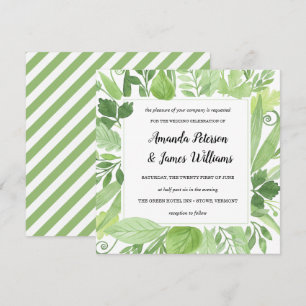 Classy Watercolor wild meadow green Wedding Invitation