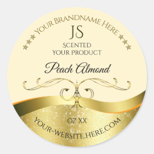 Classy Wavy Gold Decor Light Peach Monogram Label