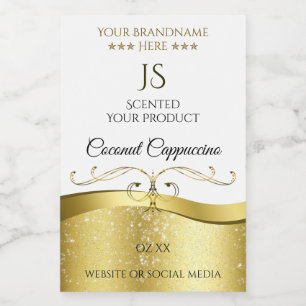 Classy Wavy Gold Decor Light White Monogram Label