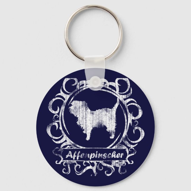 Classy Weathered Affenpinscher Key Ring (Front)
