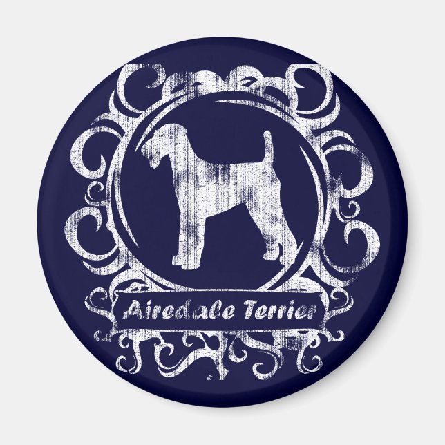 Classy Weathered Airedale Terrier Magnet (Front)