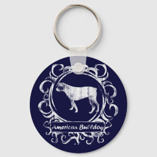Classy Weathered American Bulldog Key Ring