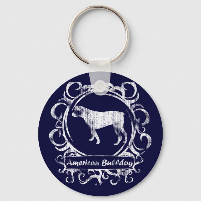 Classy Weathered American Bulldog Key Ring (Front)