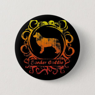 Classy Weathered Border Collie 6 Cm Round Badge