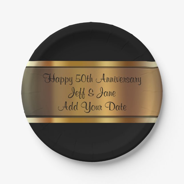 Classy Wedding Anniversary Paper Plate (Front)