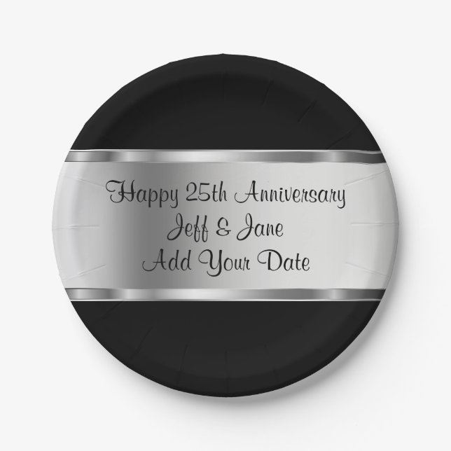 Classy Wedding Anniversary Paper Plate (Front)