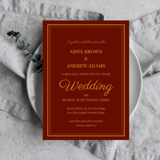 Classy wedding Burgundy invitation card