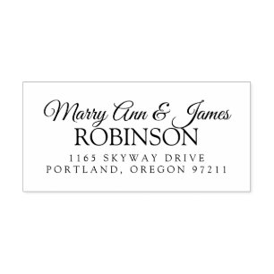 Classy Wedding Couple's Name Address Self-inking Stamp