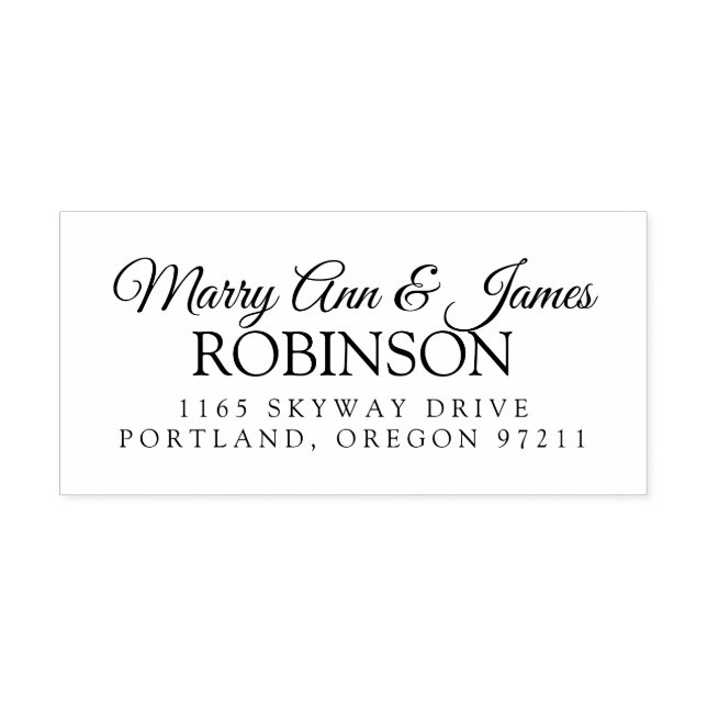 Classy Wedding Couple's Name Address Self-inking Stamp (Design)