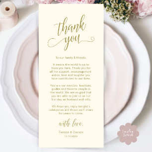 Classy Wedding Dinner Place Setting Thank You Card