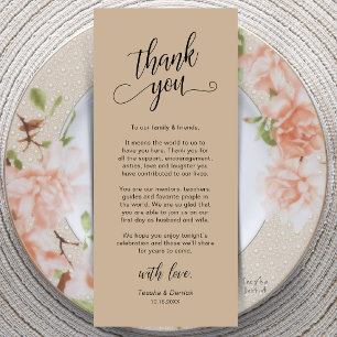 Classy Wedding Dinner Place Setting Thank You Card