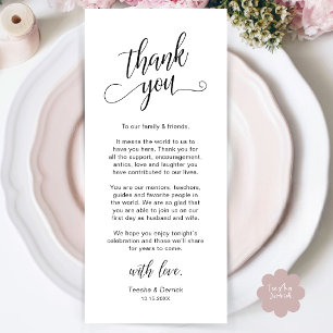 Classy Wedding Dinner Place Setting Thank You Card