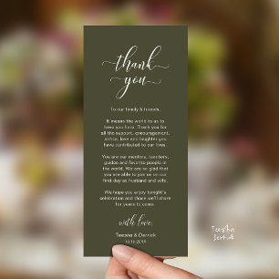 Classy Wedding Dinner Place Setting Thank You Card