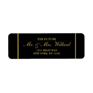 Classy Wedding Gold Foil - Black Return Address