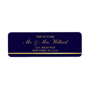 Classy Wedding Gold Foil - Navy Return Address