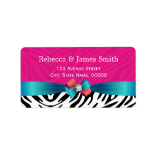 Classy Wedding Hot Pink Zebra Print Label