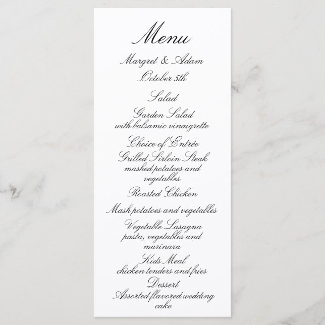 Classy Wedding Menu (Front)