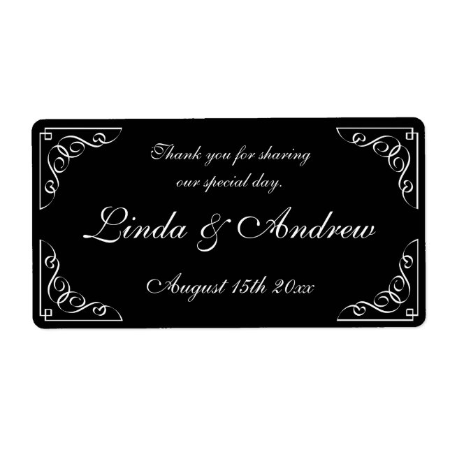 Classy wedding party favour water bottle labels (Front)
