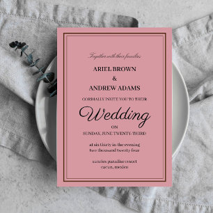 Classy wedding pink invitation card
