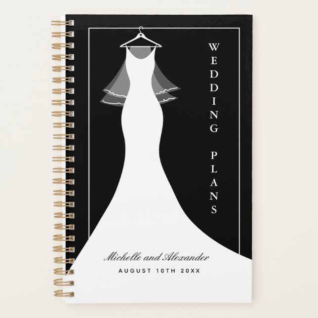 Classy wedding planner agenda with ball gown dress (Front)