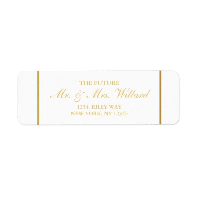 Classy Wedding Return Address Labels Gold Foil (Front)