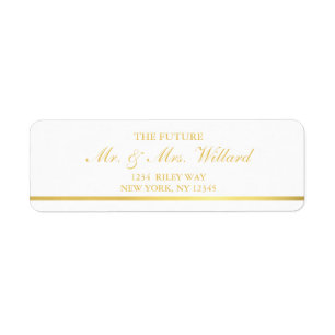 Classy Wedding Return Address Labels Gold Foil