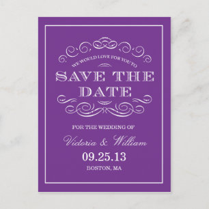 CLASSY WEDDING    SAVE THE DATE ANNOUNCEMENT POSTCARD