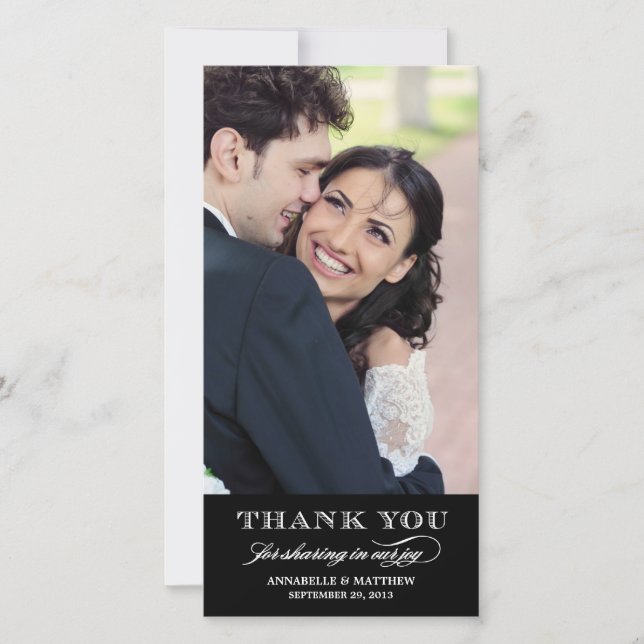 Classy Wedding Thank You Photo Card (Front)