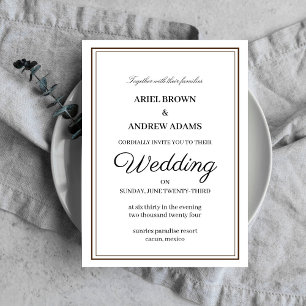 Classy wedding white invitation card