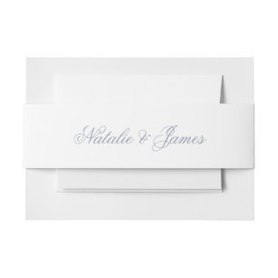 Classy Whimsy Dusty Blue Old Money Boho Wedding Invitation Belly Band