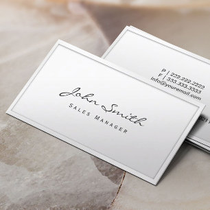 Classy White Border Sales Manager Business Card