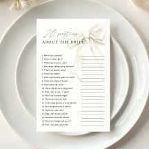 Classy White Bow 20 Questions About the Bride Game