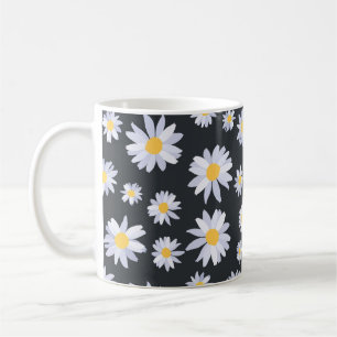 Classy White Daisy Flowers Botanical Coffee Mug
