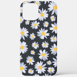 Classy White Daisy Flowers Botanical Grey design iPhone 12 Pro Max Case