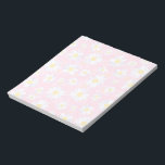 Classy White Daisy Flowers Botanical Pink design Notepad<br><div class="desc">Elegant and simple white daisy flower painting, hand drawn daisies pink illustration, filled with a beautiful daisy floral pattern, white soft petals and yellow centred daisies, on a blush, rose pink, soft pink colour background. Botanical daisy blooms floral nature hand painting, chic blossom beauty botanic flowery design. This girly garden...</div>