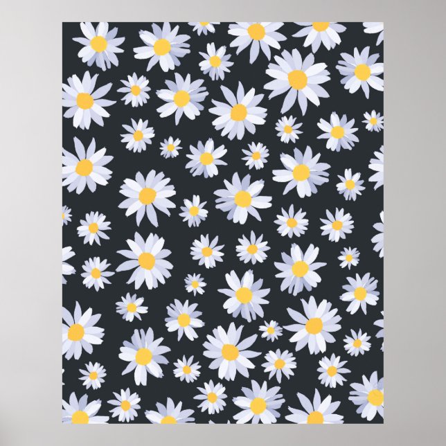 Classy White Daisy Flowers Botanical Poster (Front)