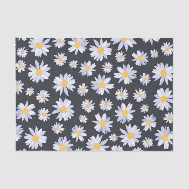 Classy White Daisy Flowers Botanical Tissue Paper (Front)
