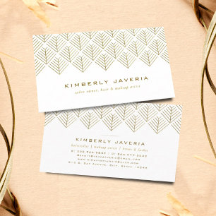 Classy White & Elegant Gold Geometric Pattern Business Card