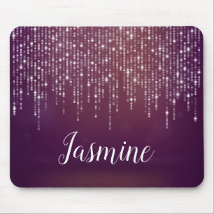 Classy white fairy string of lights personalised mouse mat
