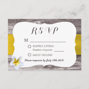 Classy White Frangipani Theme Wedding RSVP Card