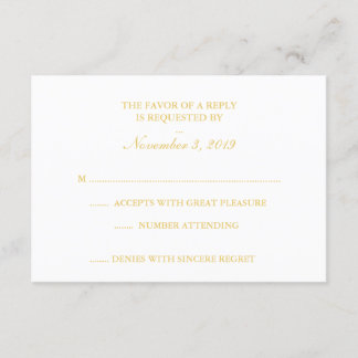 Classy White & Gold RSVP Card