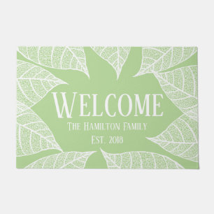 Classy White Leaf Skeletons   Personalised Doormat